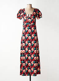 Rochie lungă mâneci scurte mâneci scurte negru MARGOT femeie