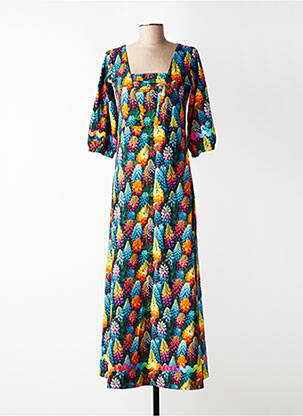 Rochie lungă mâneci scurte mâneci scurte albastru MARGOT femeie