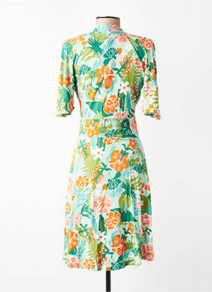 Rochie midi imprimeu floral mâneci scurte verde BLUTSGESCHWISTER femeie