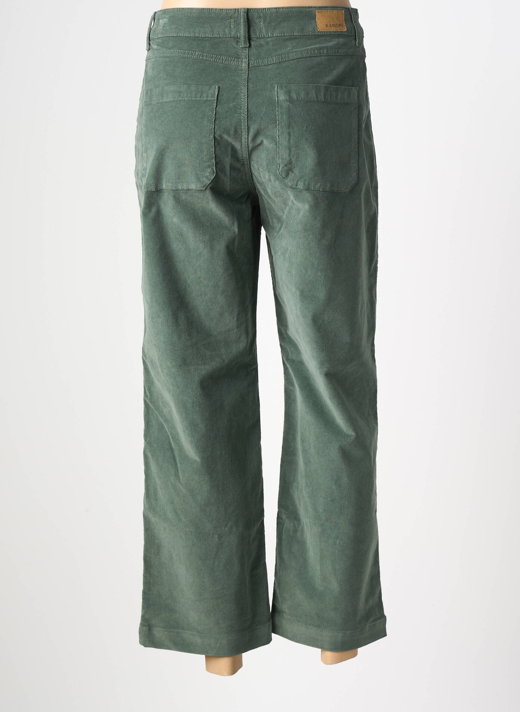 Pantalon drept închidere cu fermoar sub clapetă cu nasturi verde KANOPE femeie