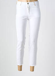 Pantalon 7/8 închidere cu fermoar sub clapetă cu nasturi alb COUTURIST femeie