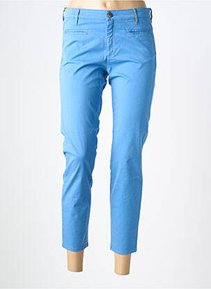 Pantalon 7/8 închidere cu fermoar sub clapetă cu nasturi albastru COUTURIST femeie