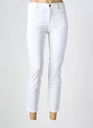 Pantalon 7/8 închidere cu fermoar sub clapetă cu nasturi alb COUTURIST femeie