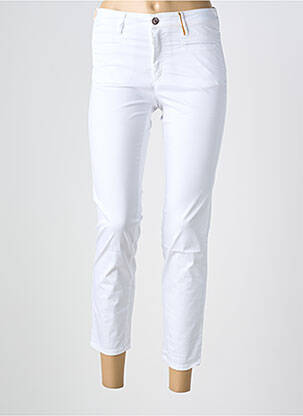 Pantalon 7/8 închidere cu fermoar sub clapetă cu nasturi alb COUTURIST femeie