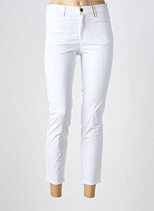 Pantalon 7/8 închidere cu fermoar sub clapetă cu nasturi alb COUTURIST femeie
