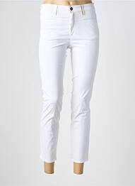 Pantalon 7/8 închidere cu fermoar sub clapetă cu nasturi alb COUTURIST femeie