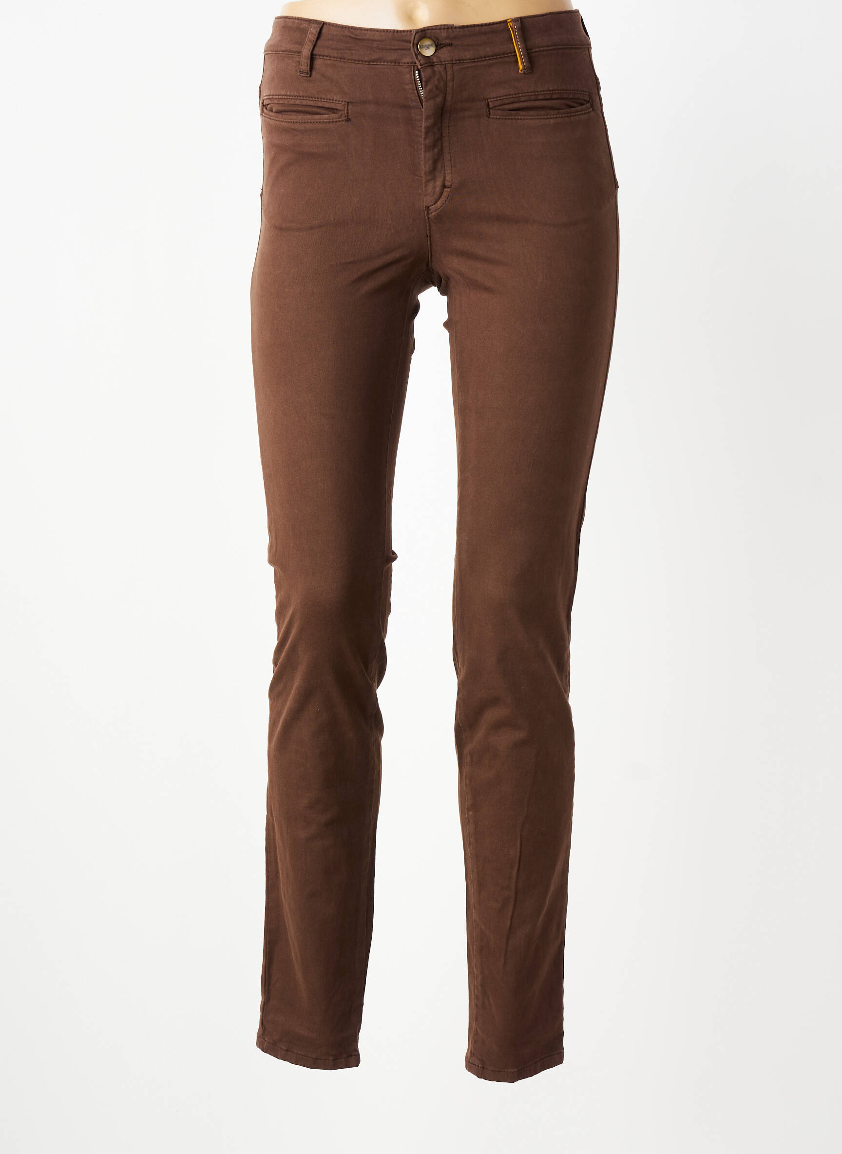 Pantalon slim țesătură poplin mărime normală maro COUTURIST femeie