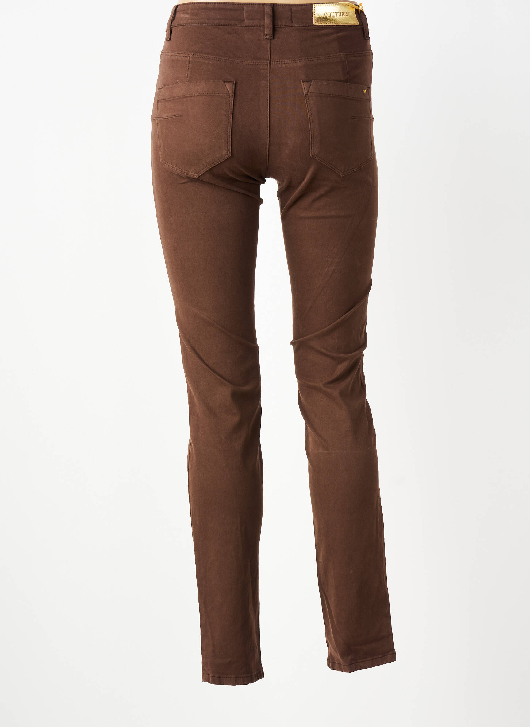 Pantalon slim țesătură poplin mărime normală maro COUTURIST femeie