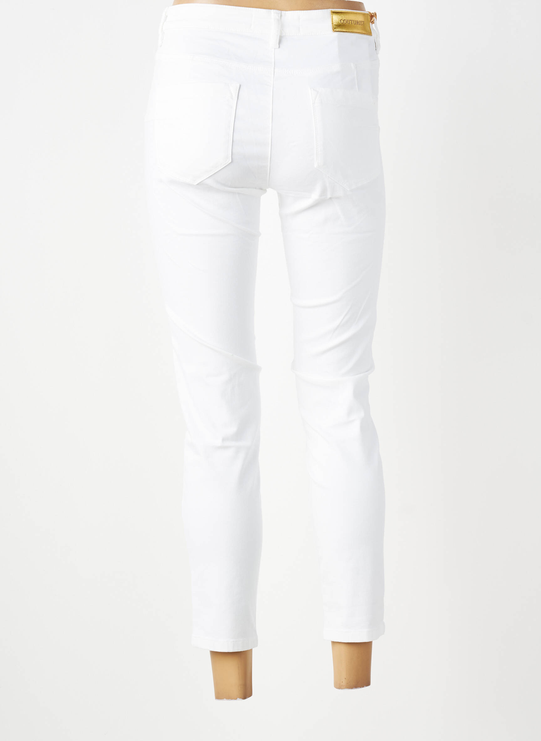 Pantalon 7/8 elasticitate mărime normală alb COUTURIST femeie