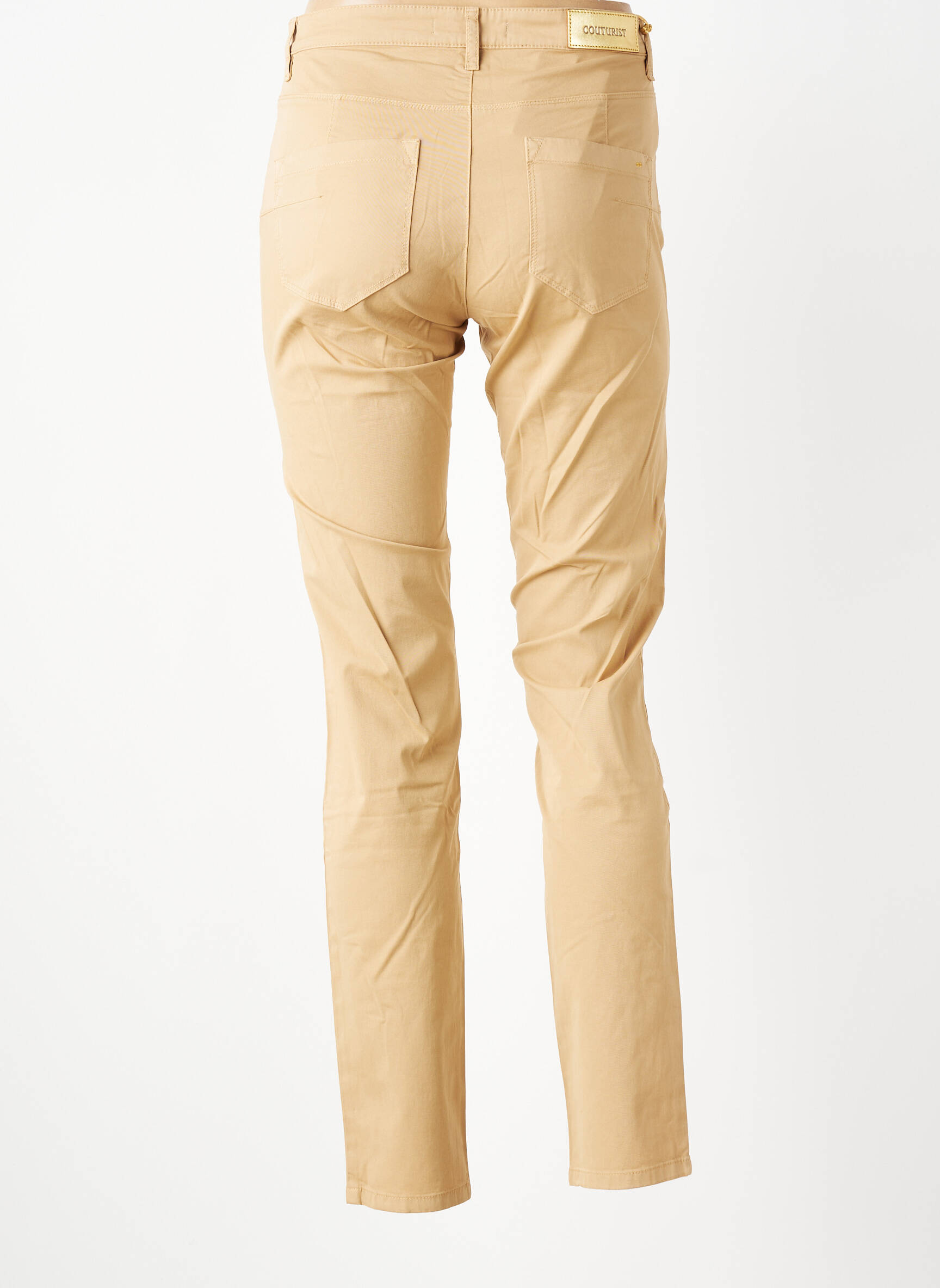 Pantalon slim țesătură poplin mărime normală maro COUTURIST femeie