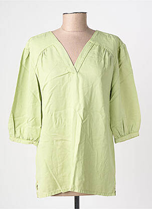 Bluză țesătură poplin mâneci 3/4 verde COUTURIST femeie