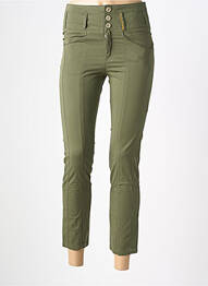 Pantalon 7/8 închidere cu fermoar sub clapetă cu nasturi verde COUTURIST femeie