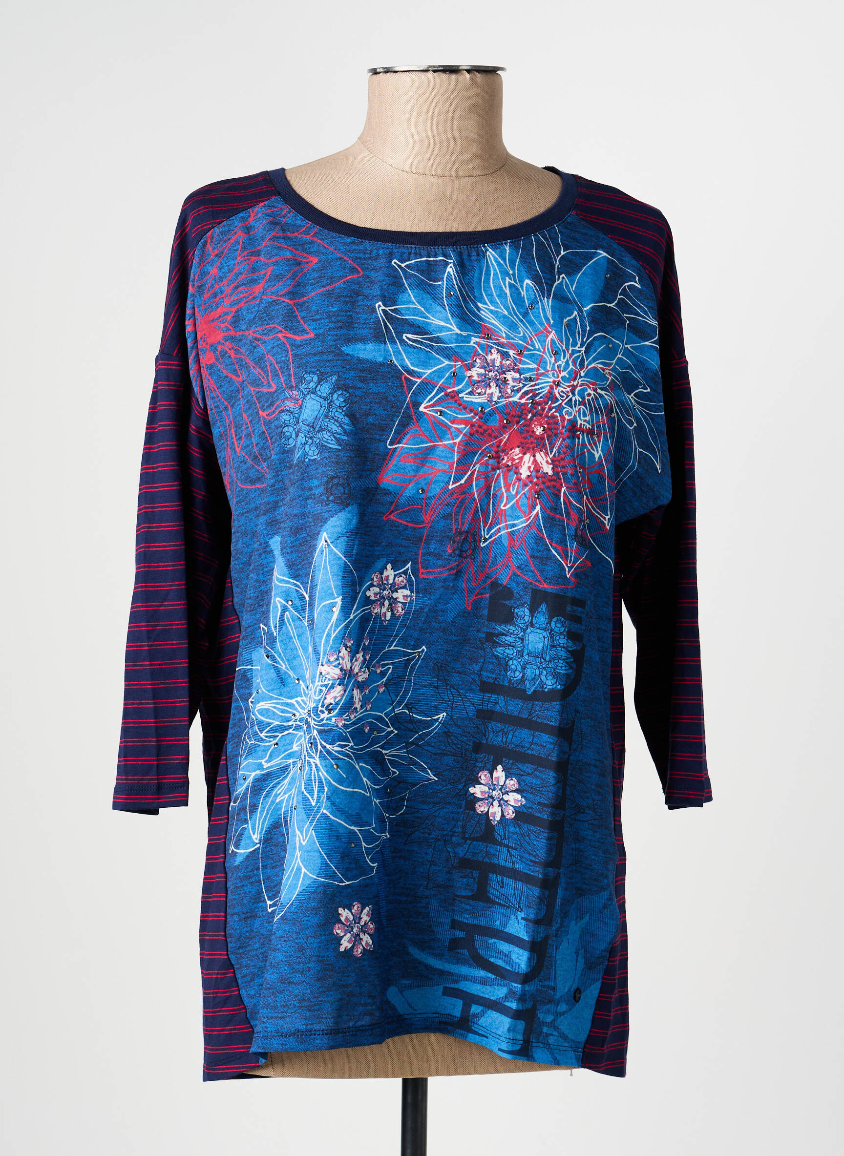 Tricou mâneci 3/4 mâneci 3/4 albastru OLSEN femeie