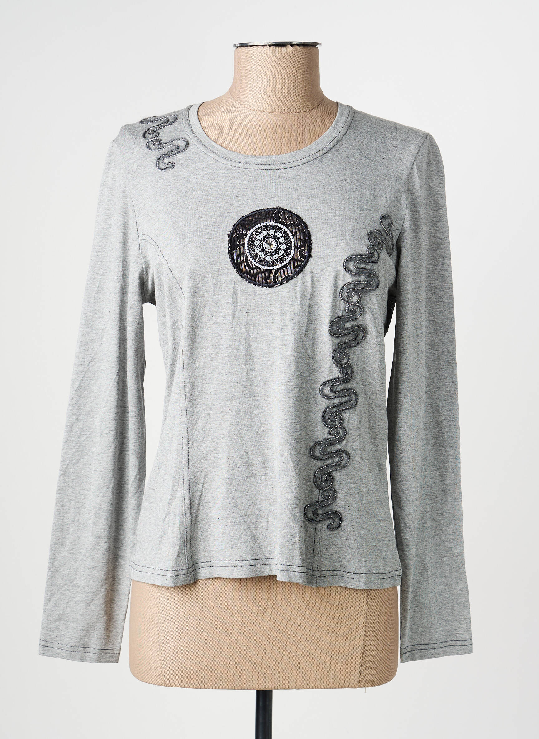 Tricou mâneci lungi mâneci lungi gri PAUPORTÉ femeie
