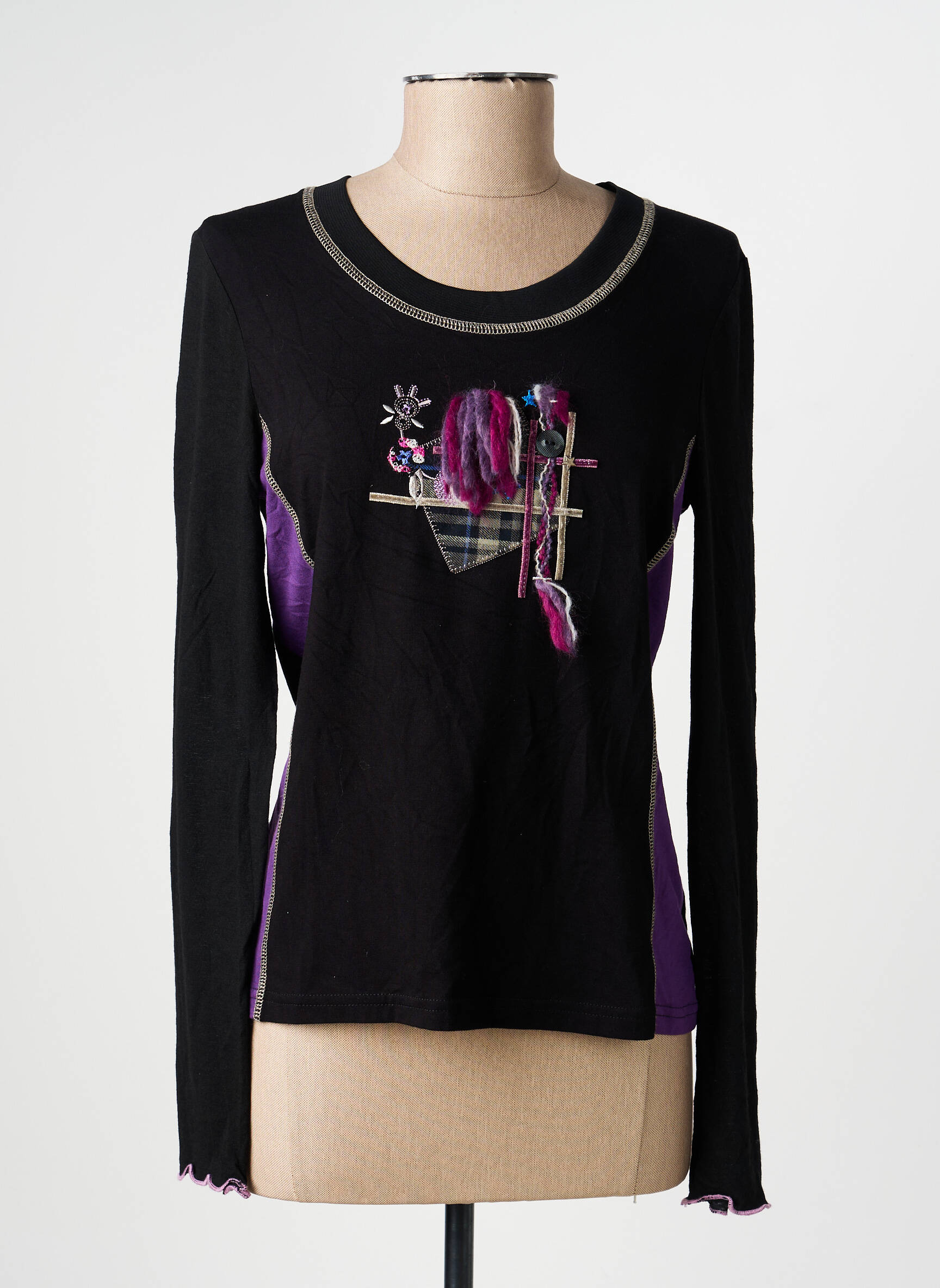 Tricou mâneci lungi mâneci lungi negru PAUSE CAFE femeie