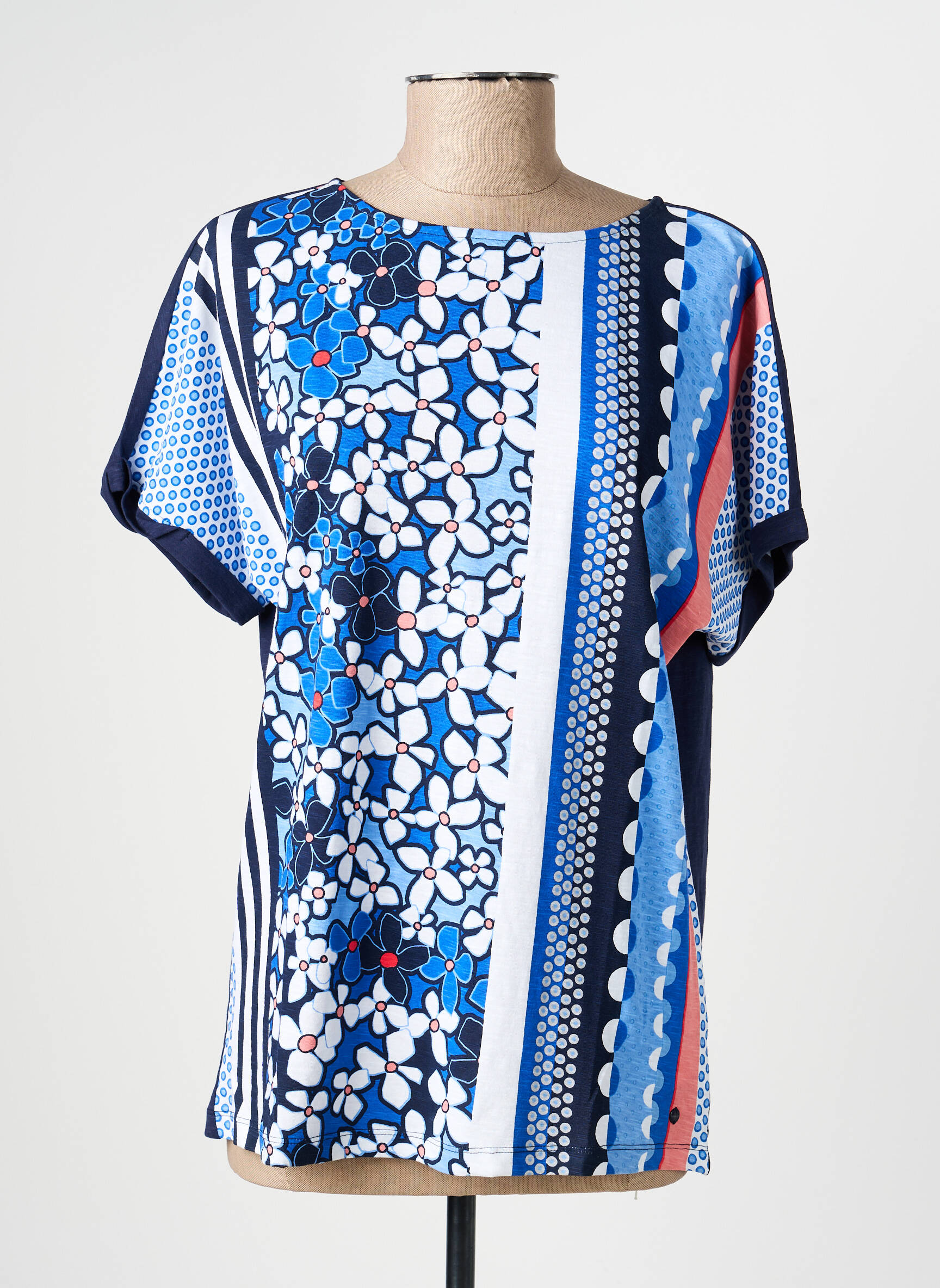 Tricou imprimeu fantezie mâneci scurte albastru OLSEN femeie