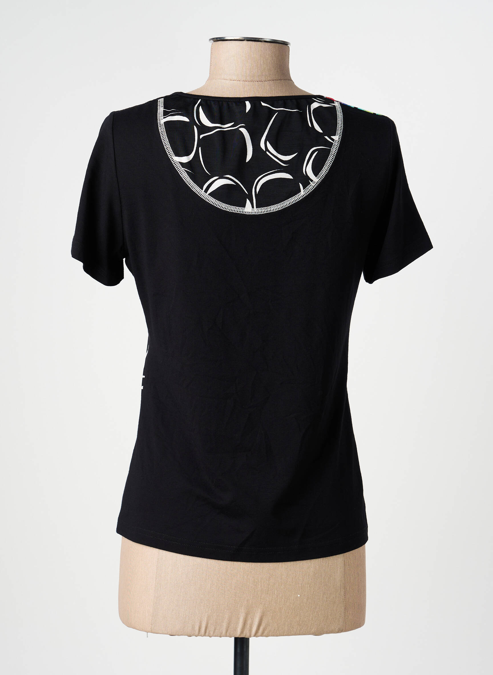 Tricou imprimeu fantezie mâneci scurte negru PAUSE CAFE femeie