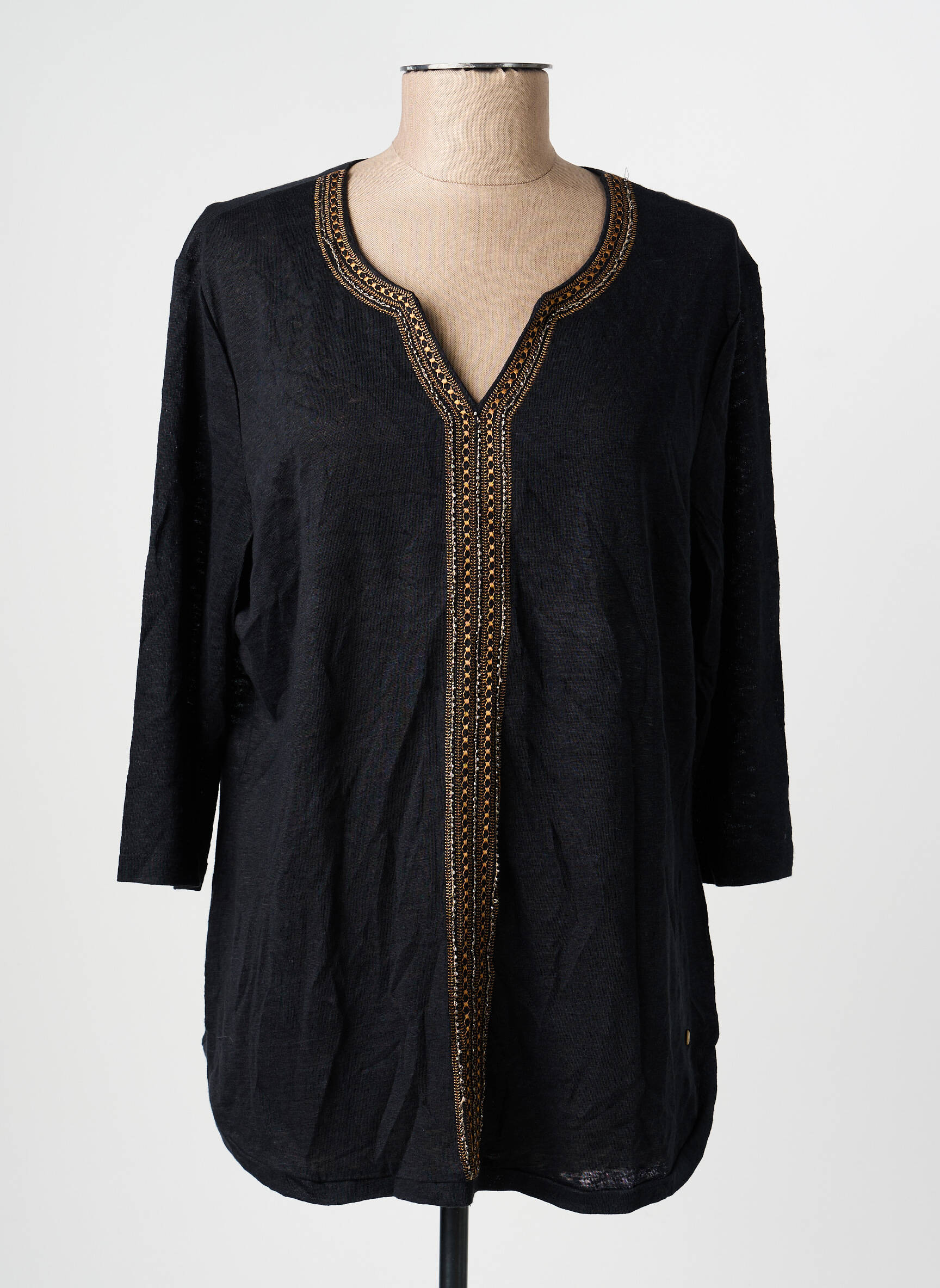 Top elasticitate mâneci lungi negru OLSEN femeie