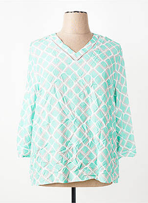 Bluză țesătură poplin mâneci 3/4 verde FRANK WALDER femeie