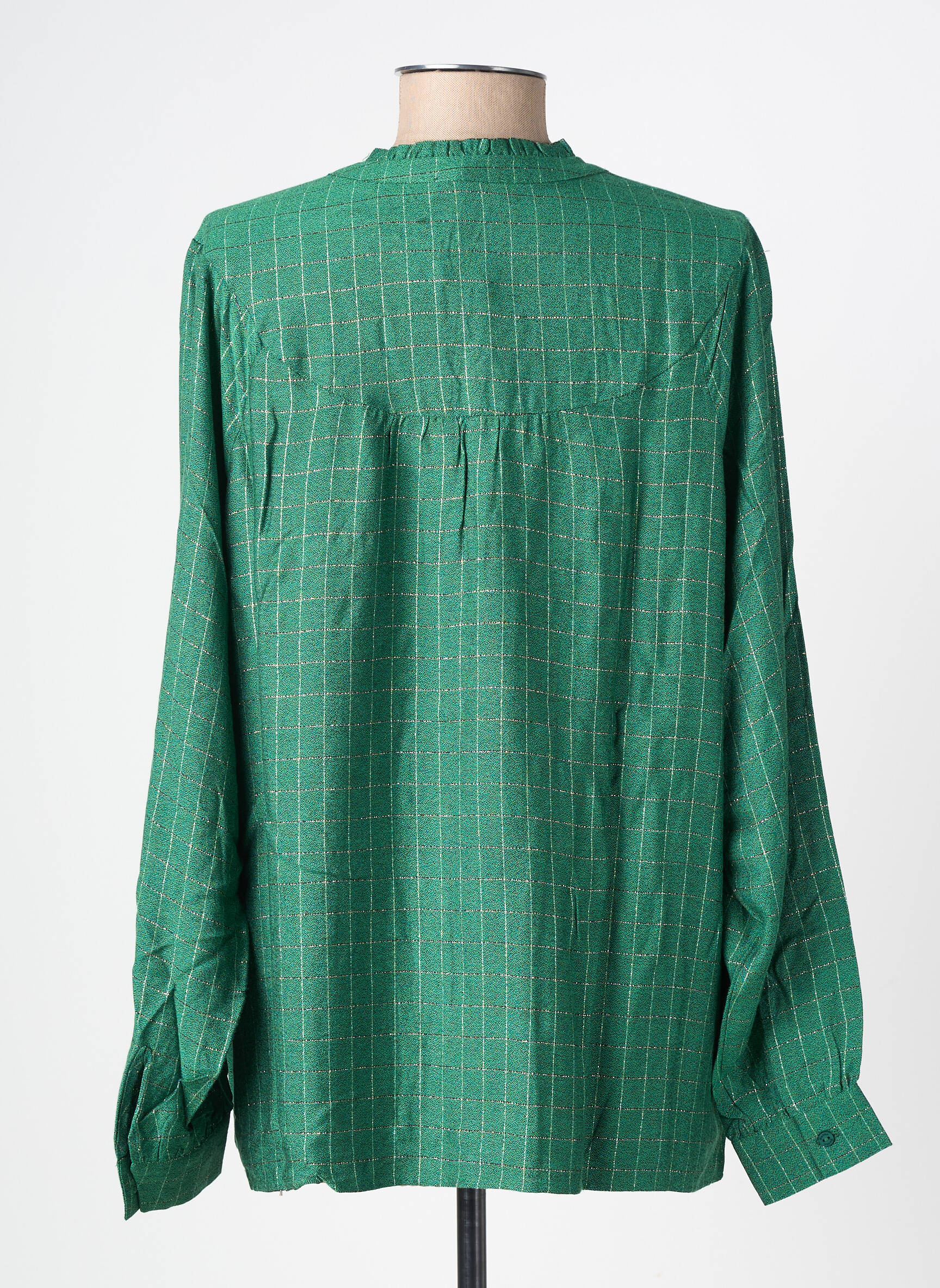 Cămașă croială dreaptă mâneci lungi verde GEISHA femeie