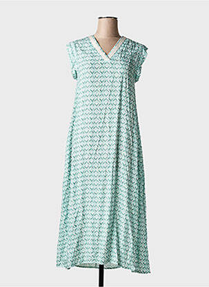 Rochie lungă imprimeu fantezie mâneci scurte verde GUITARE femeie