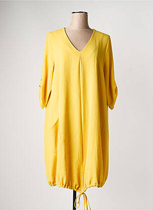 Rochie midi mâneci 3/4 mâneci 3/4 galben FRANCK ANNA femeie