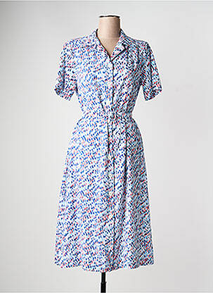 Rochie midi imprimeu fantezie mâneci scurte albastru GRIFFON femeie