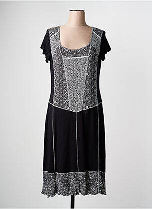 Rochie midi imprimeu fantezie mâneci scurte negru JEAN GABRIEL femeie