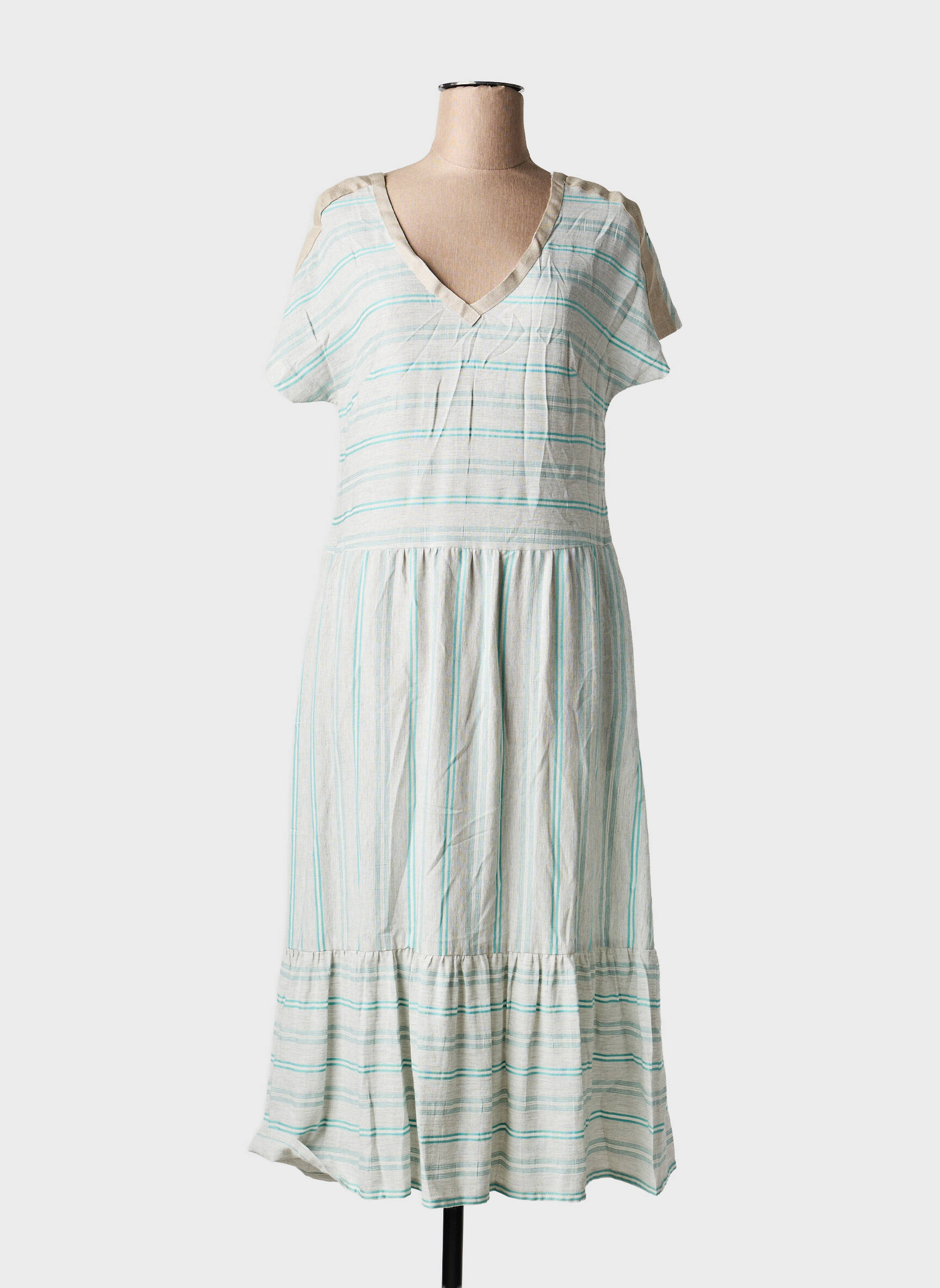 Rochie midi țesătură crep mâneci scurte verde GUITARE femeie