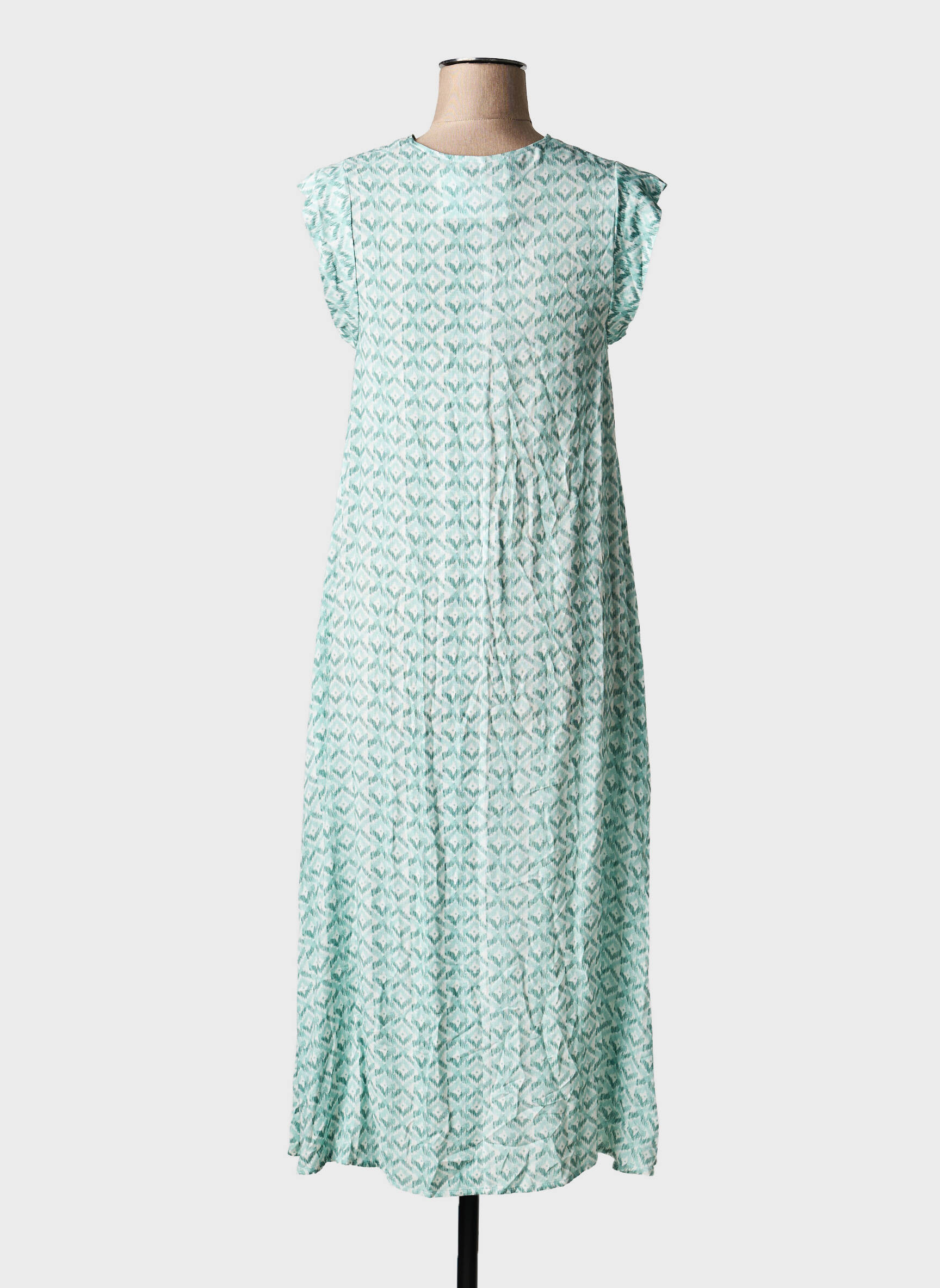 Rochie lungă imprimeu fantezie mâneci scurte verde GUITARE femeie