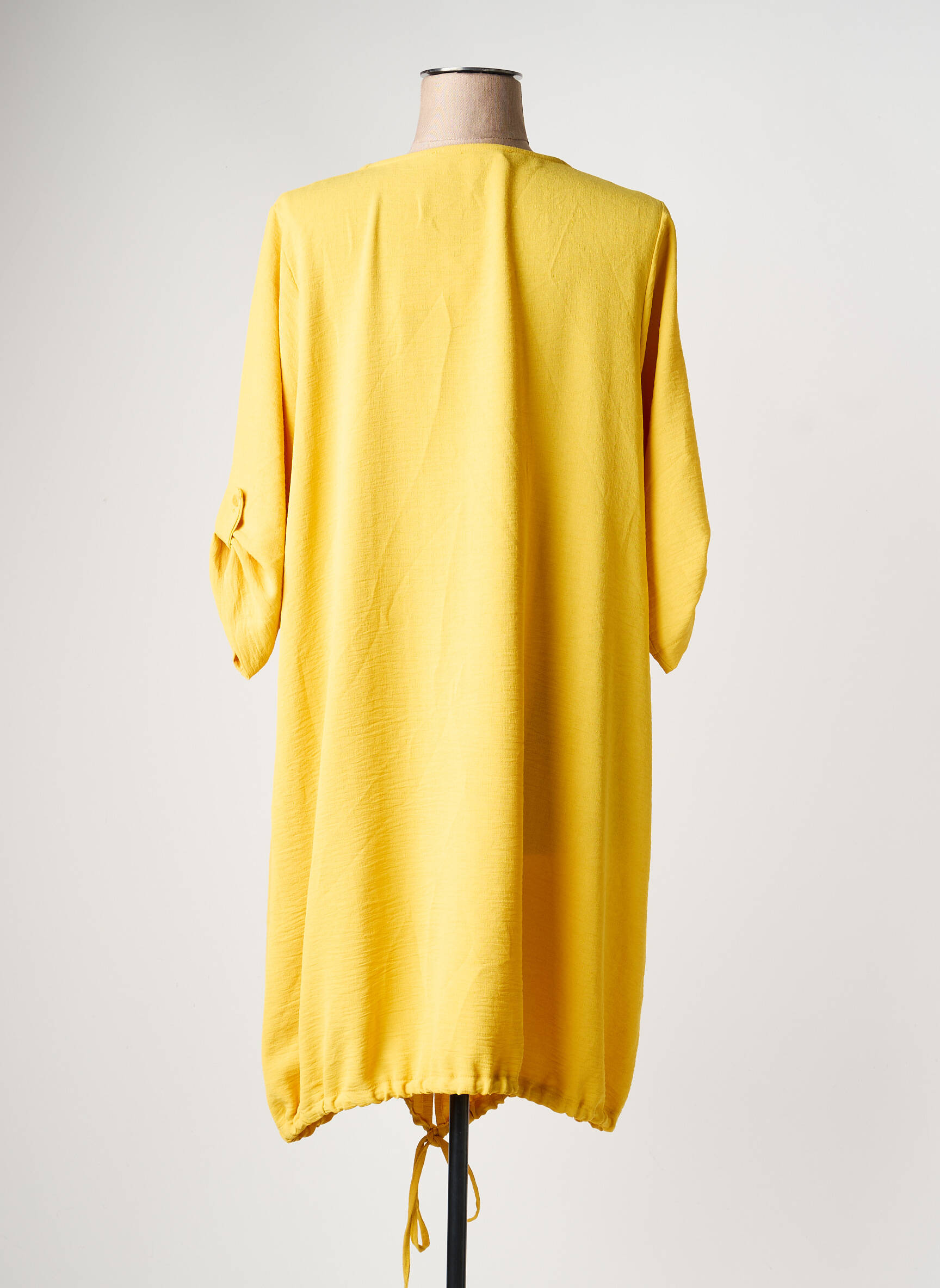 Rochie midi mâneci 3/4 mâneci 3/4 galben FRANCK ANNA femeie