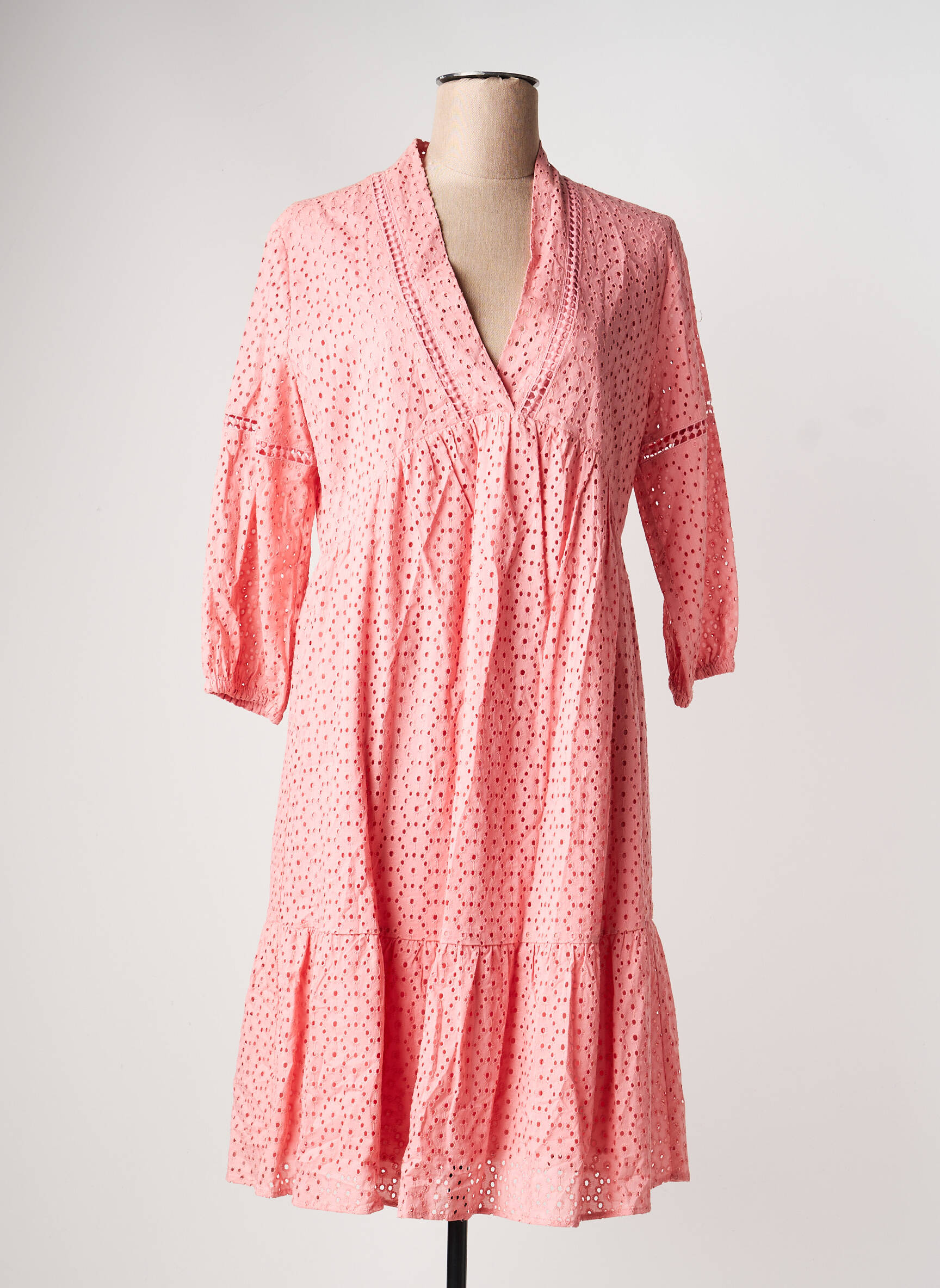 Rochie midi mâneci 3/4 mâneci 3/4 roz OLSEN femeie