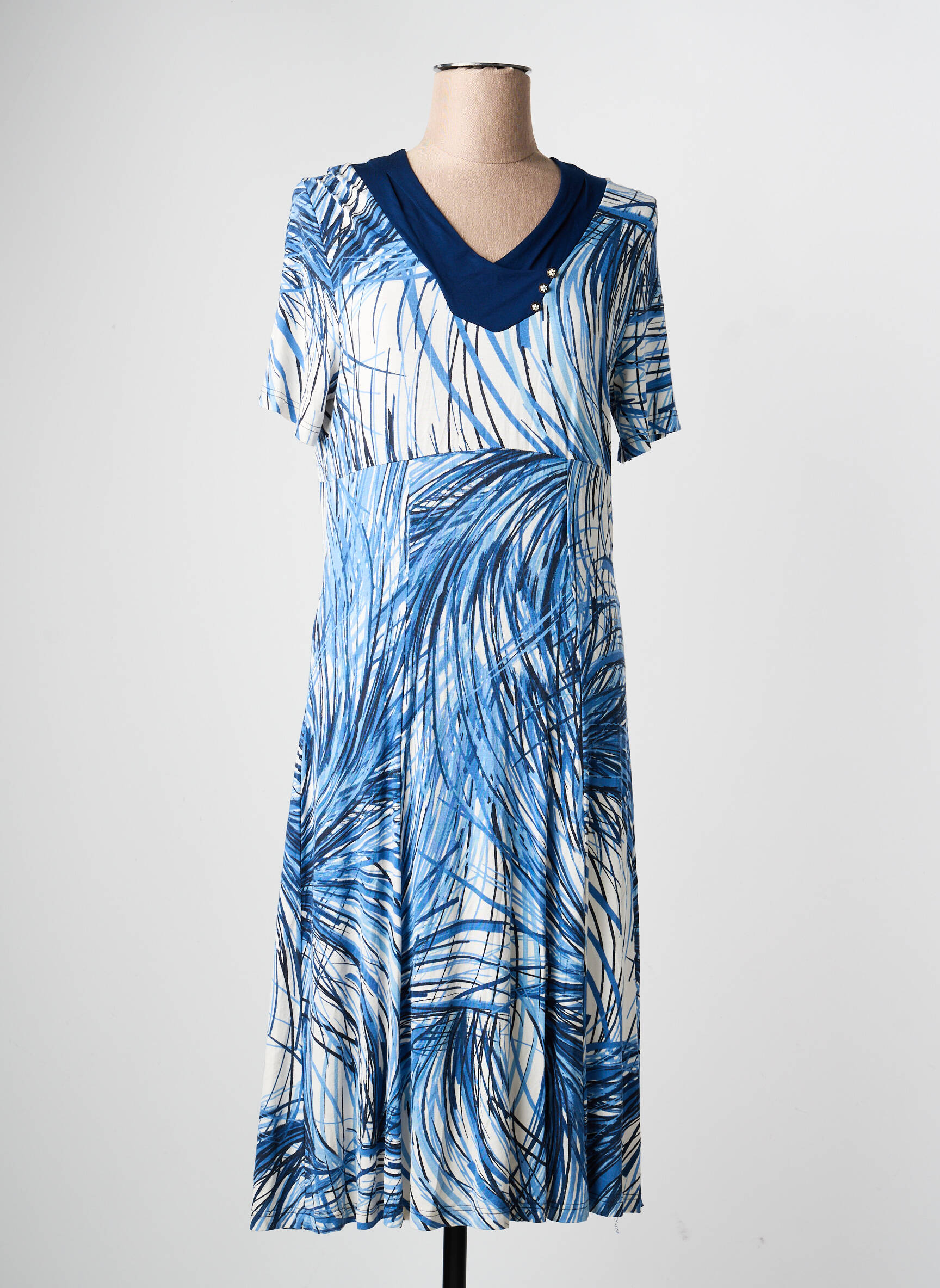 Rochie midi mâneci scurte mâneci scurte albastru PAUPORTÉ femeie