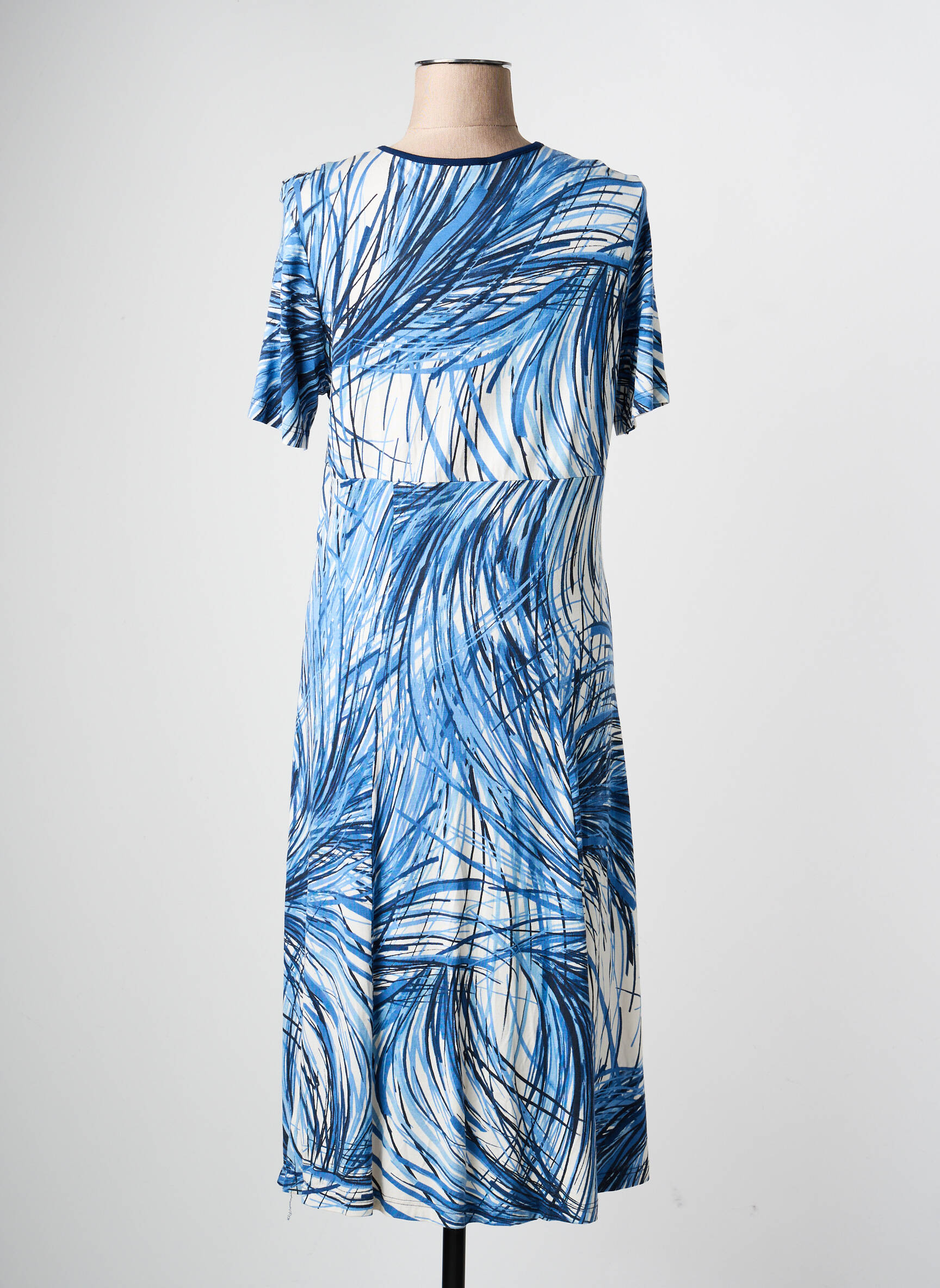 Rochie midi mâneci scurte mâneci scurte albastru PAUPORTÉ femeie