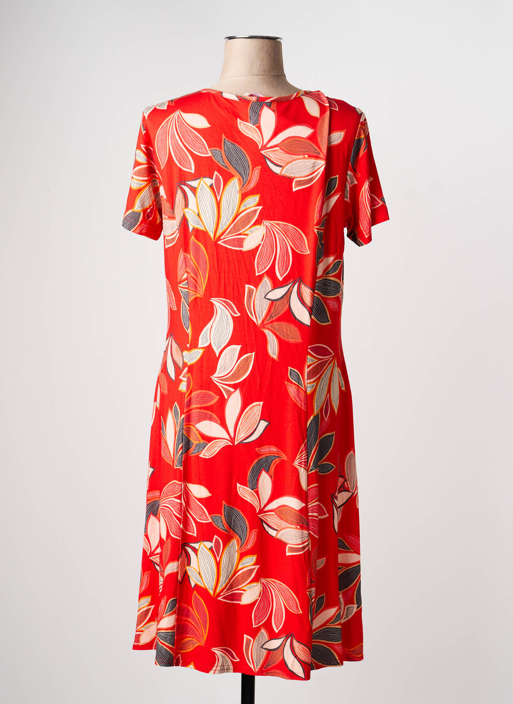Rochie midi imprimeu floral mâneci scurte roșu GRIFFON femeie
