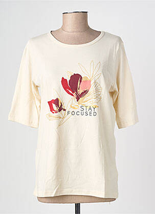 Tricou serigrafie mâneci scurte bej SOYACONCEPT femeie