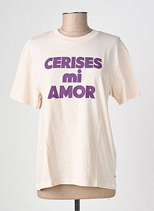 Tricou croială cambrată mâneci scurte bej LE TEMPS DES CERISES fată