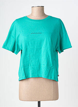 Tricou croială cambrată mâneci scurte verde LE TEMPS DES CERISES fată