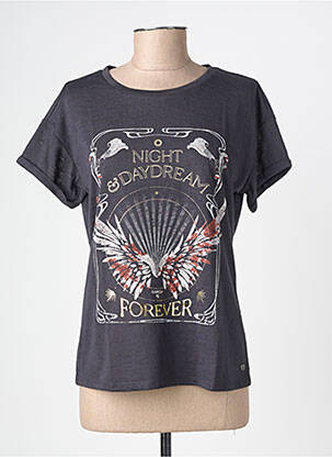 Tricou serigrafie mâneci scurte gri GARCIA femeie
