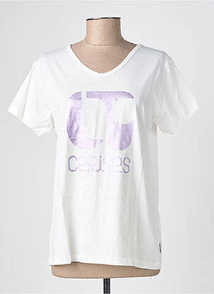 Tricou croială cambrată mâneci scurte alb LE TEMPS DES CERISES fată