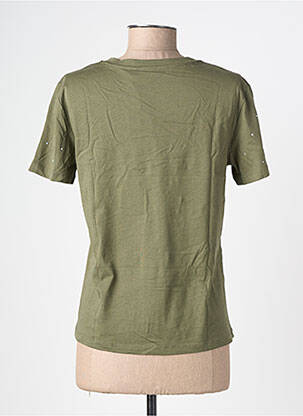 Tricou serigrafie cu strasuri mâneci scurte verde GEISHA femeie