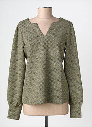 Top elasticitate mâneci lungi verde GEISHA femeie