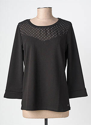 Top țesătură crep mâneci lungi negru GARCIA femeie