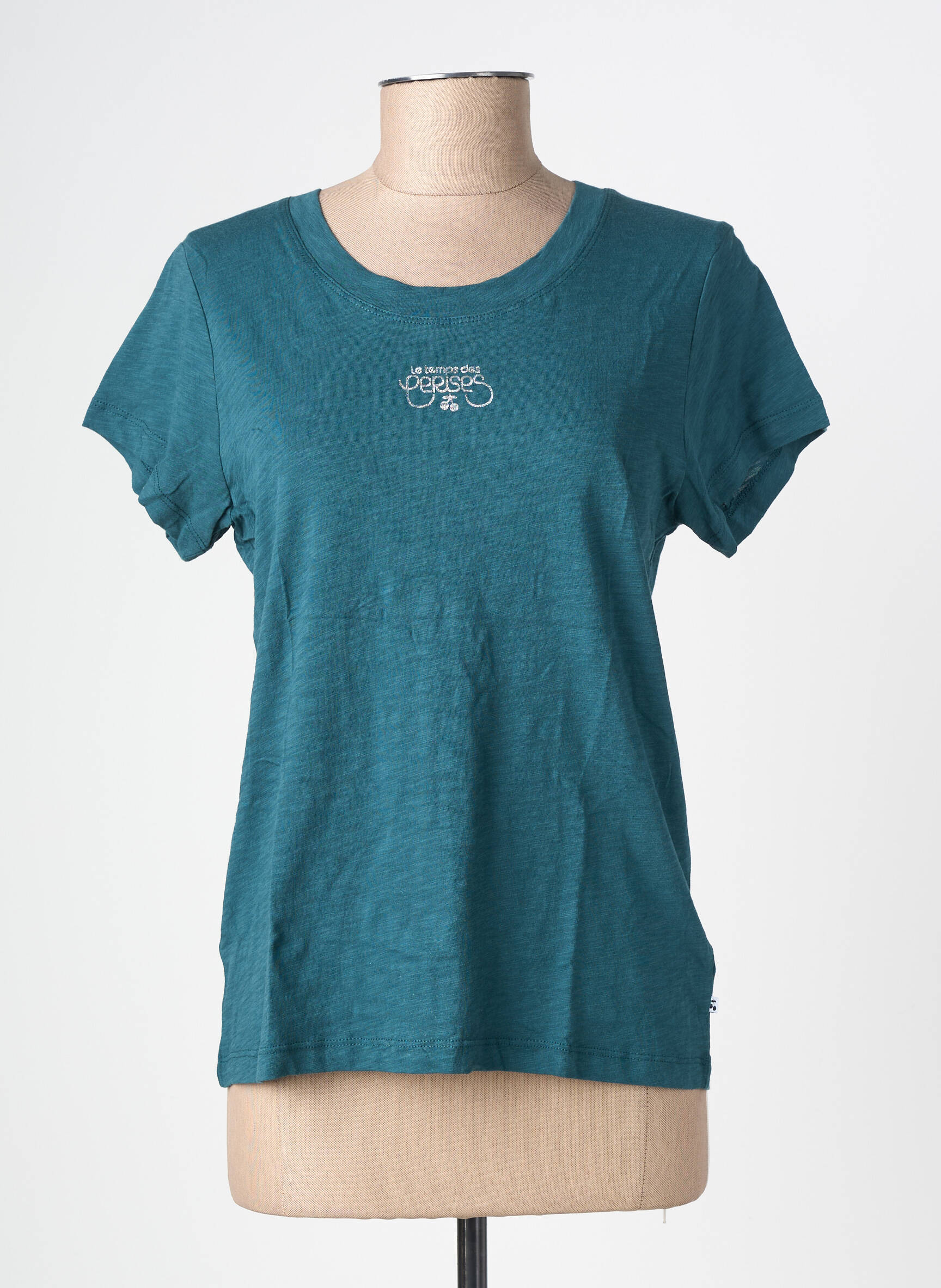 Tricou croială cambrată mâneci scurte verde LE TEMPS DES CERISES fată