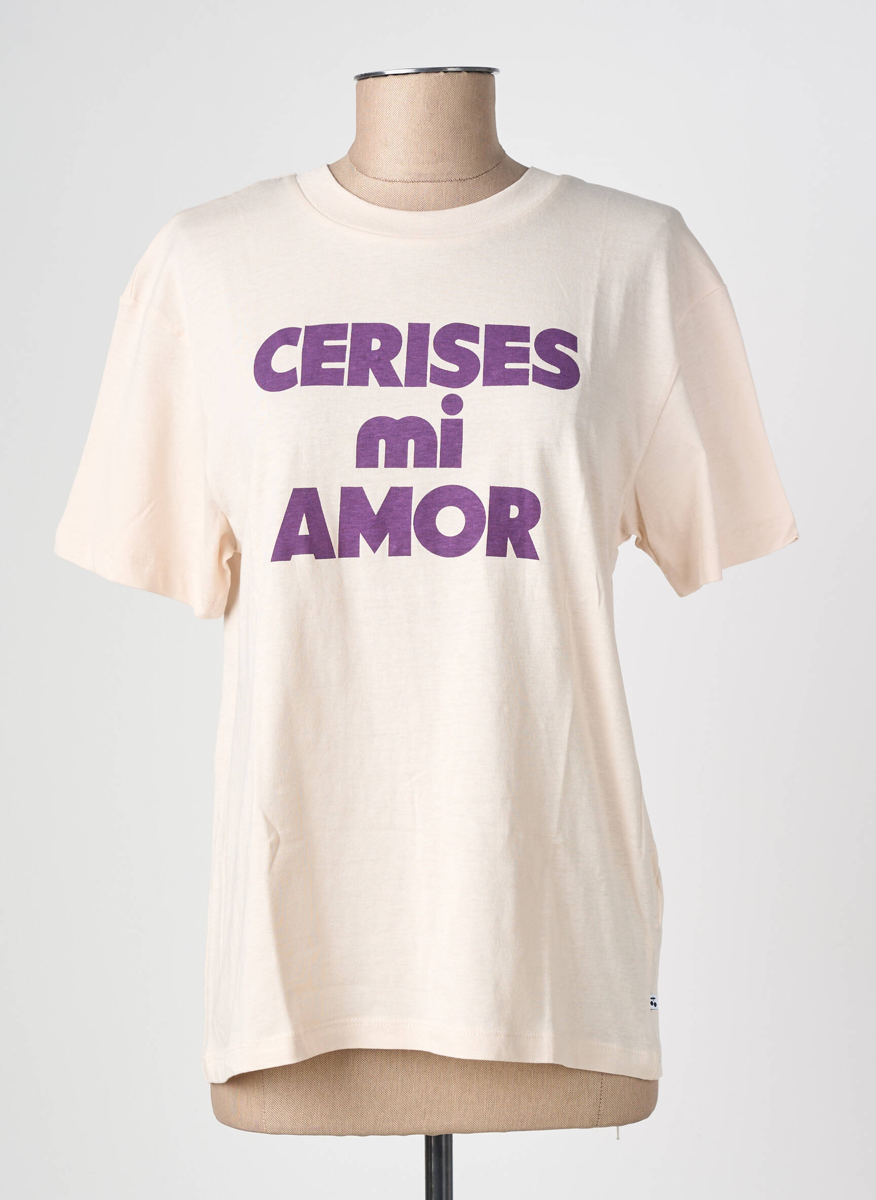 Tricou croială cambrată mâneci scurte bej LE TEMPS DES CERISES fată