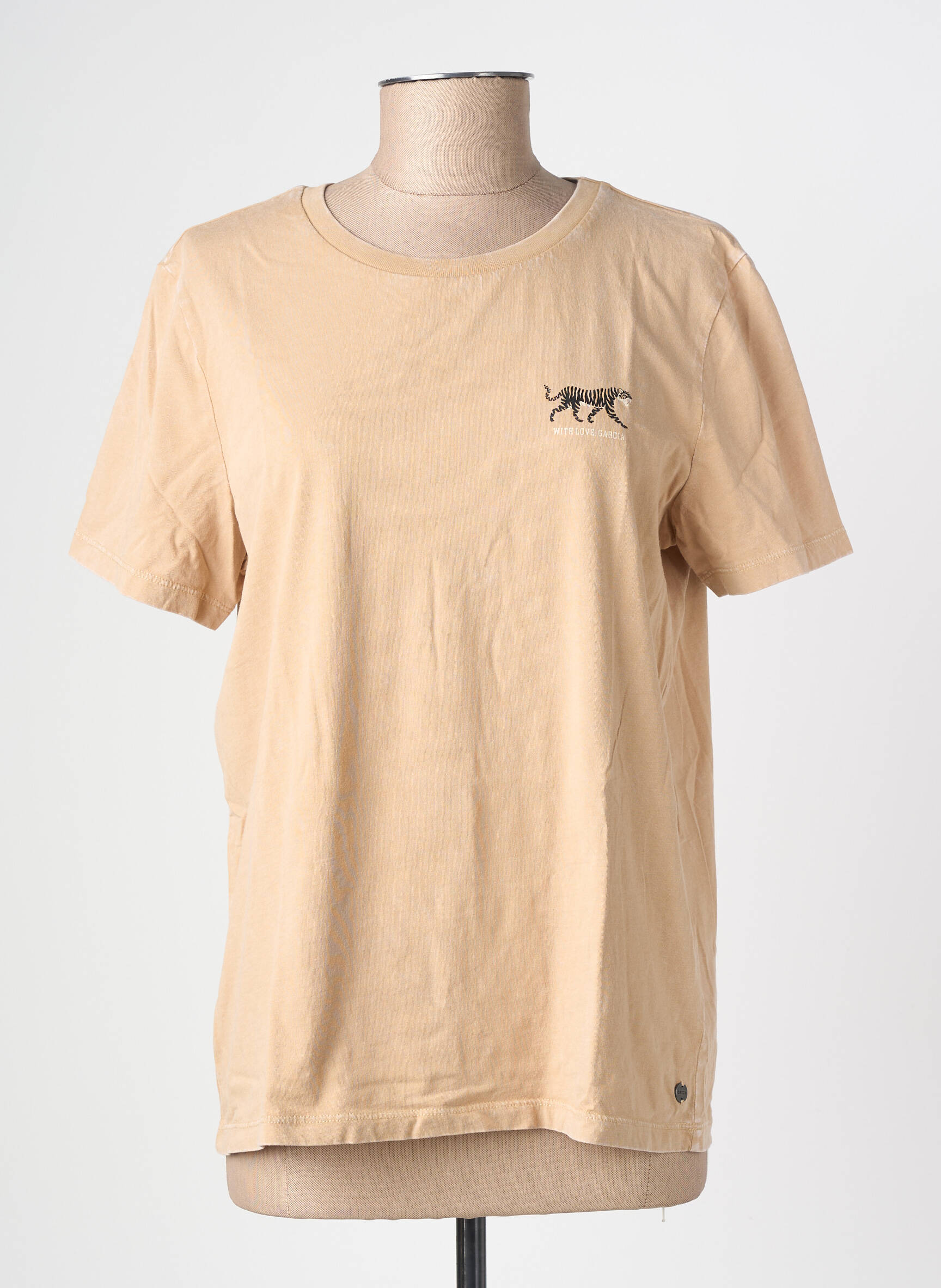 Tricou serigrafie mâneci scurte bej GARCIA femeie