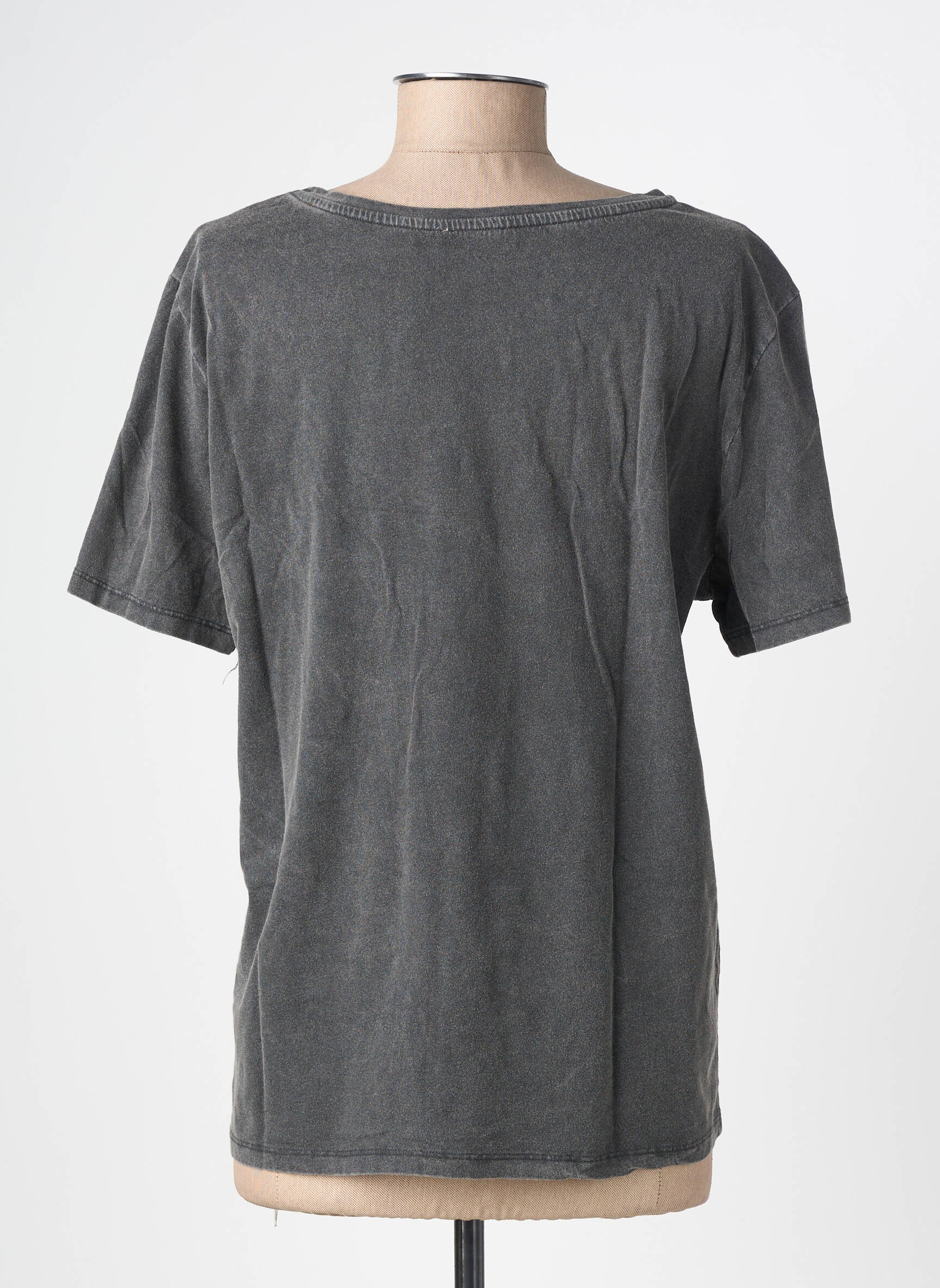 Tricou serigrafie mâneci scurte gri GEISHA femeie