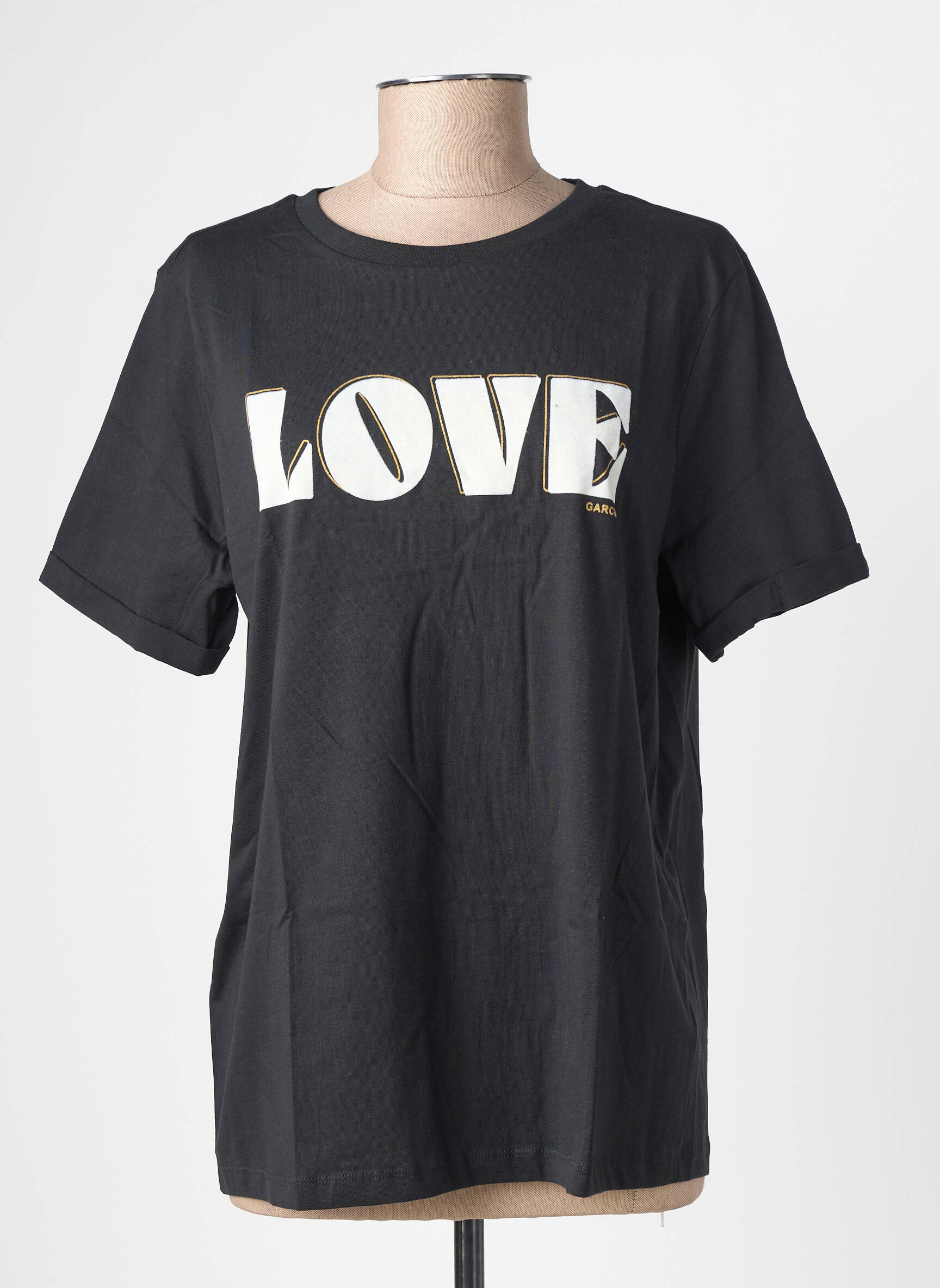 Tricou serigrafie mâneci scurte negru GARCIA femeie