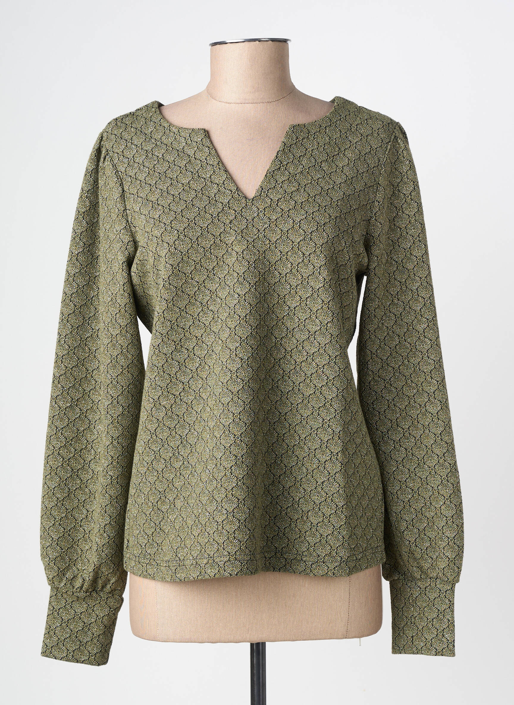 Top elasticitate mâneci lungi verde GEISHA femeie