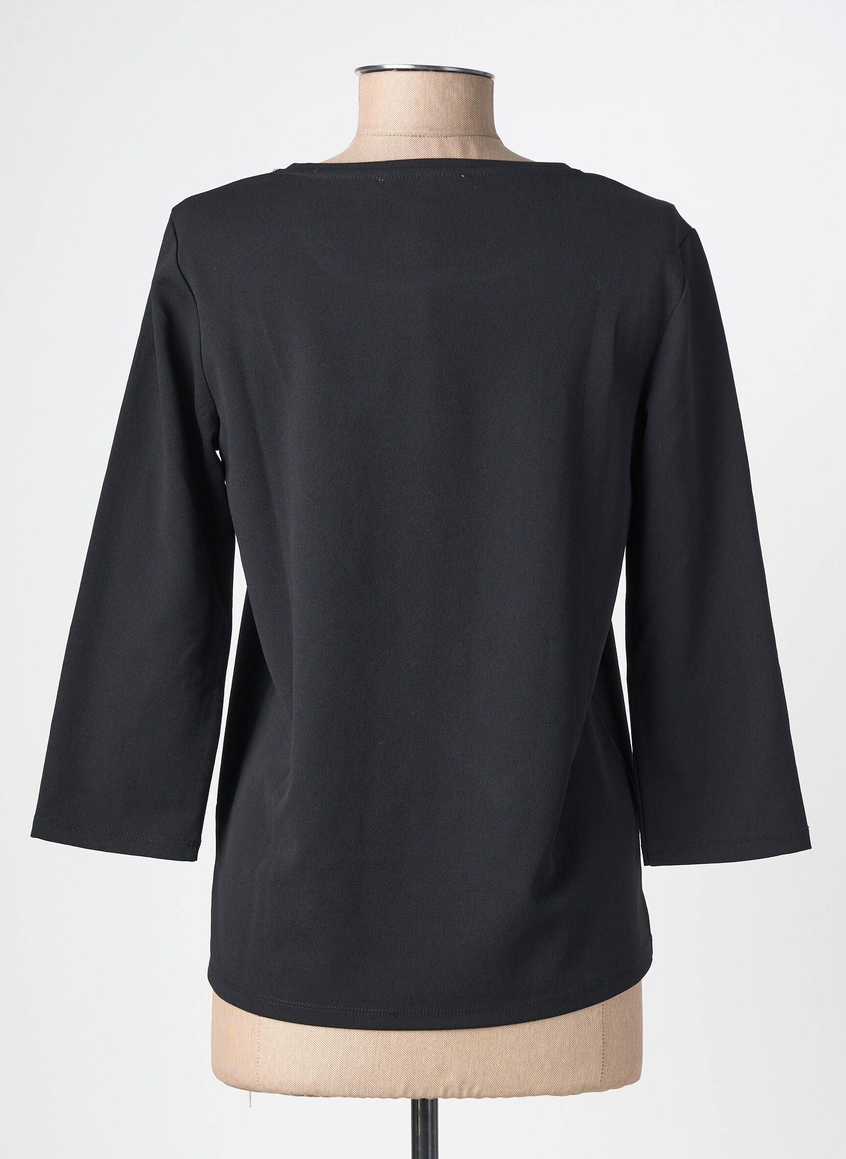 Top țesătură crep mâneci lungi negru GARCIA femeie